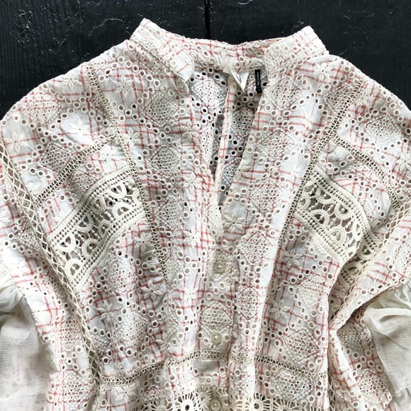 Anthropologie Akemi + Kin Boho Eyelet Ruffle Top - Picture 7 of 13